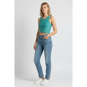 Bebe Turquoise Sleeveless Ladies Top with Zippered and Mesh Back Small